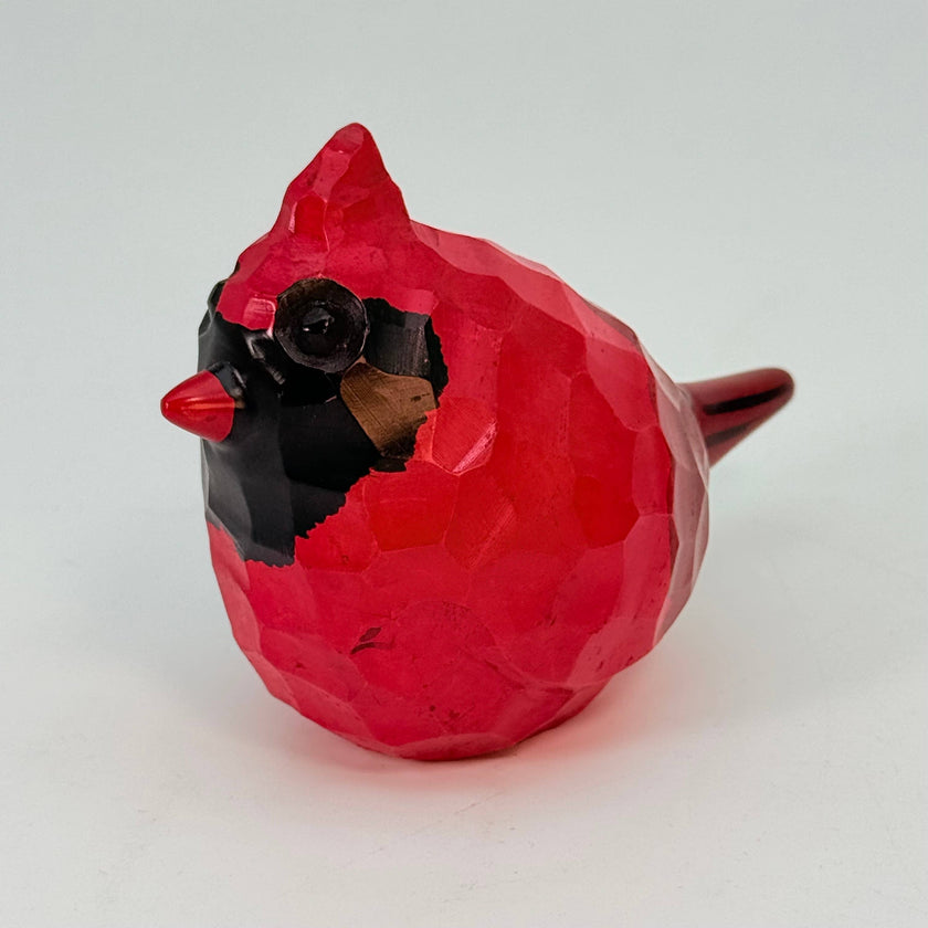 Soapstone Bird, Red Cardinal, Male, Rough carved, 5