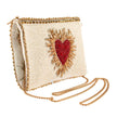 Heart Burst Beaded Red Heart with Ivory Crossbody Phone Bag