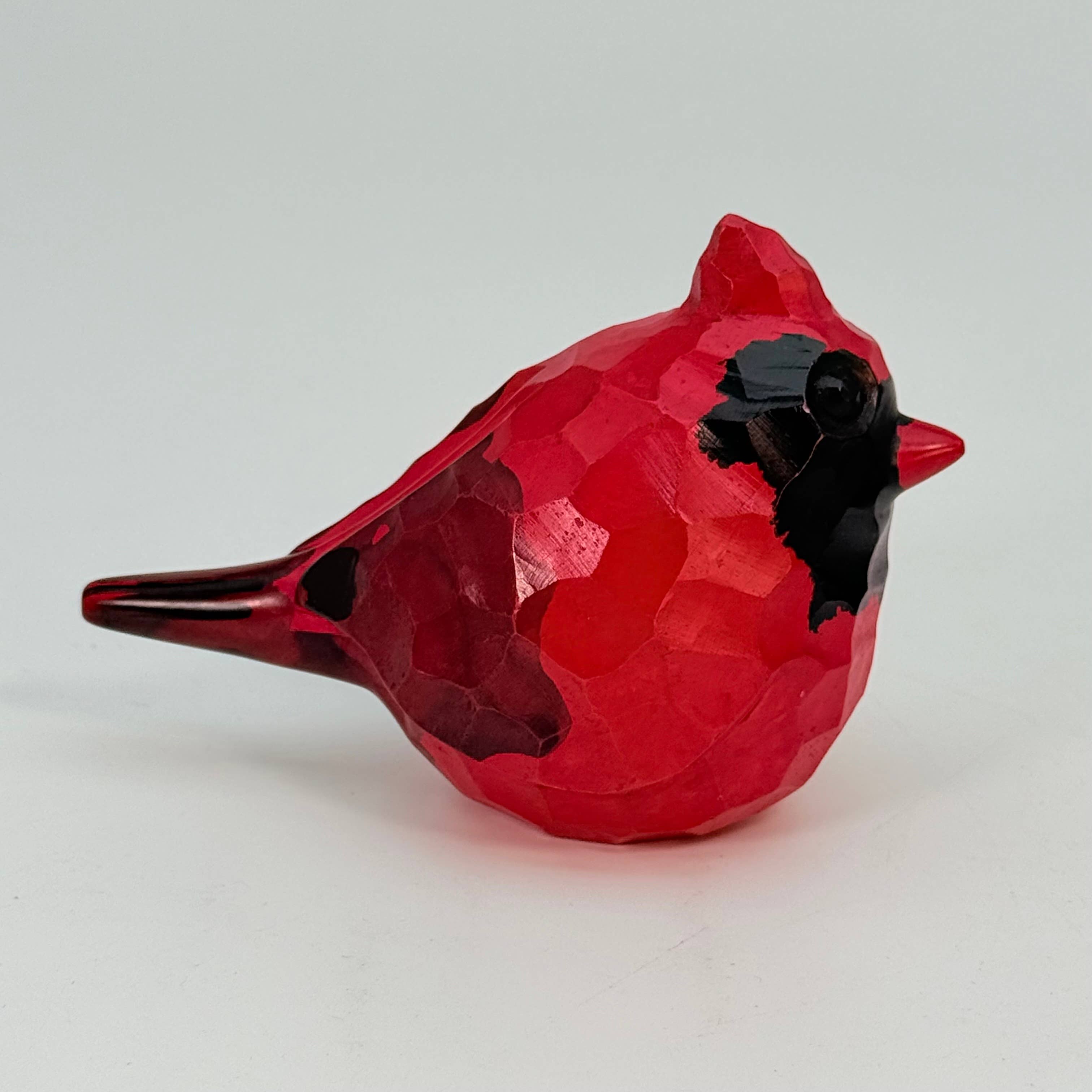 Soapstone Bird, Red Cardinal, Male, Rough carved, 5
