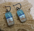 White Aqua Niobium dichroic glass earrings #401