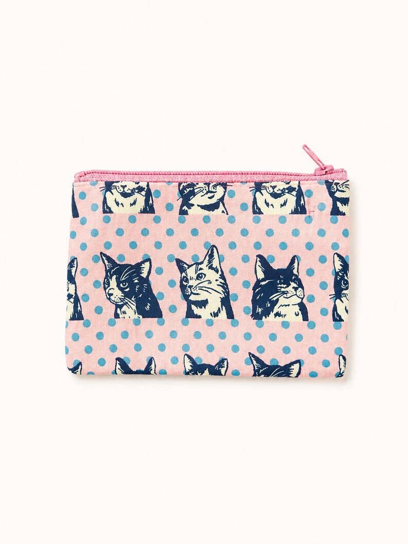 Pink Cat Pouches, Make Up Bag, Coin Purse, Pencil Case, Cosmetic Bag, Cat Zipper Pouch