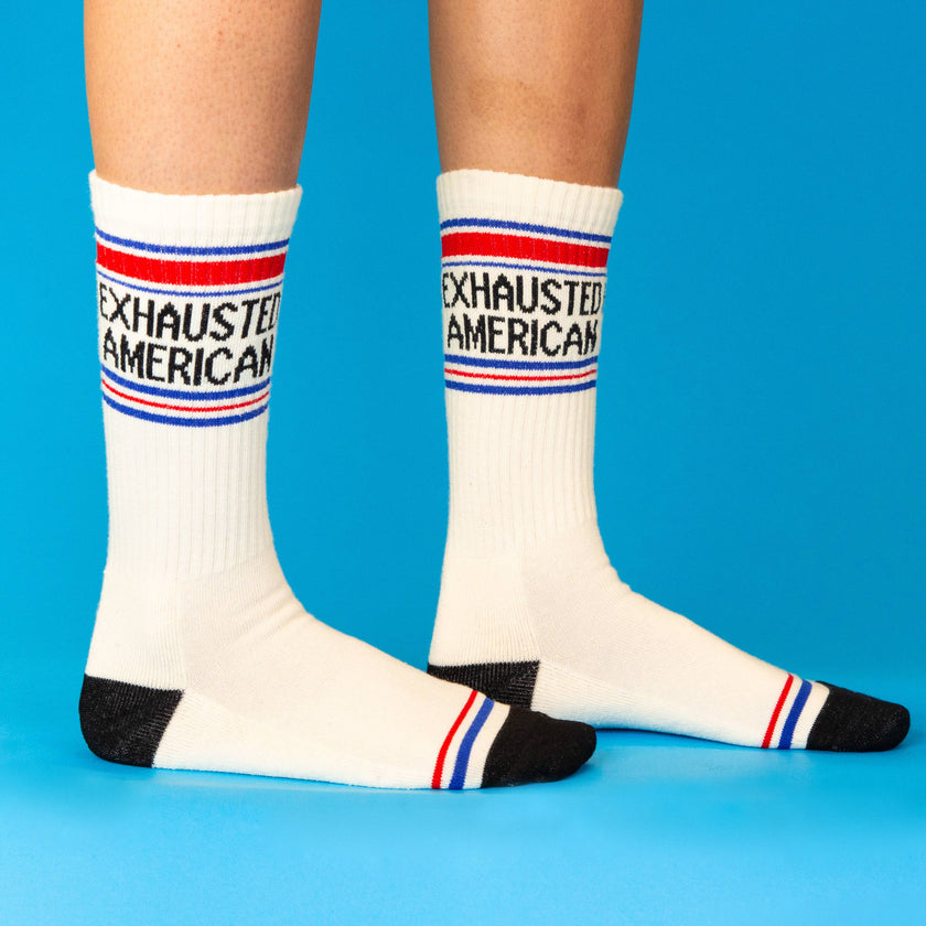 Exhausted American Gym Crew Socks