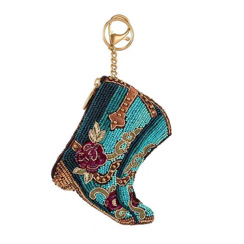 Kickin' Around Beaded Cowboy Boots Coin Purse Key Fob