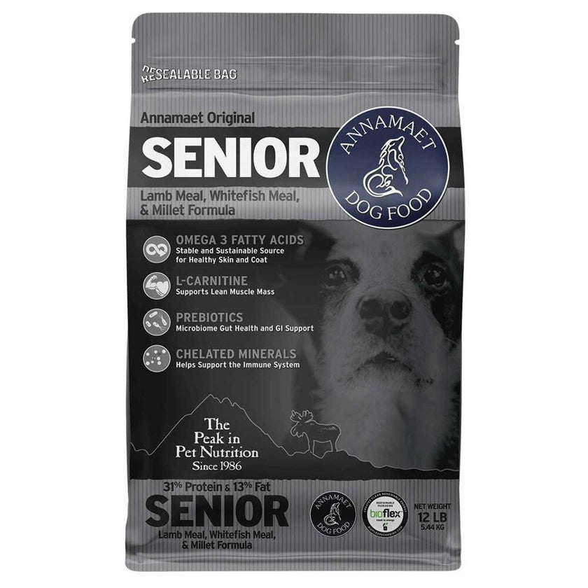 Annamaet Senior 12 lb bag (gray) 31% protein, 13% fat