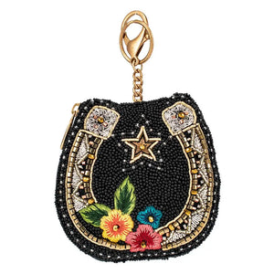 Good Luck Beaded Horse Shoe Coin Purse by Mary Frances Accessories