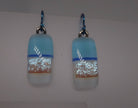 White Aqua Niobium dichroic glass earrings #401