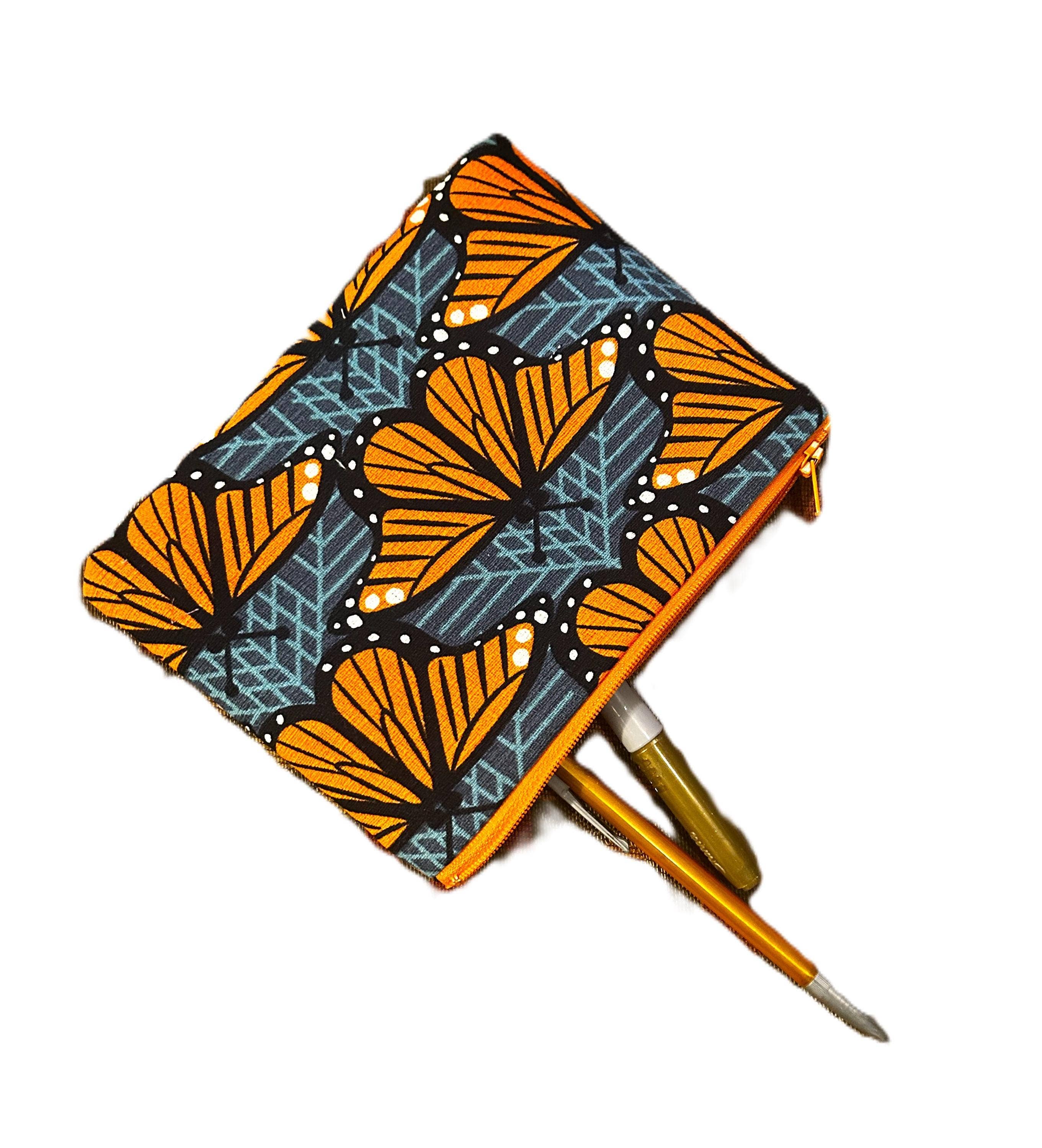 Butterfly Fabric Make Up and Pencil Zipper Pouch