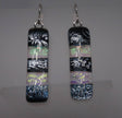 Black & Clear Sterling Silver dichroic glass earrings #442