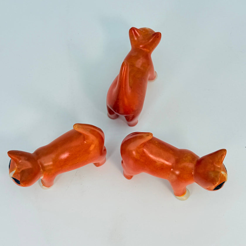 Soapstone Cat, Orange, Detailed, 4