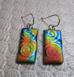 Sterling Silver Light texture spiral dichroic glass earrings