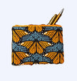 Butterfly Fabric Make Up and Pencil Zipper Pouch