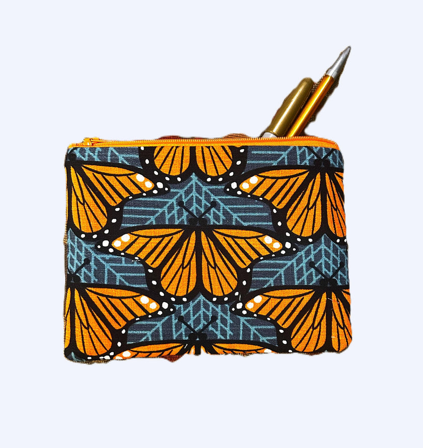 Butterfly Fabric Make Up and Pencil Zipper Pouch