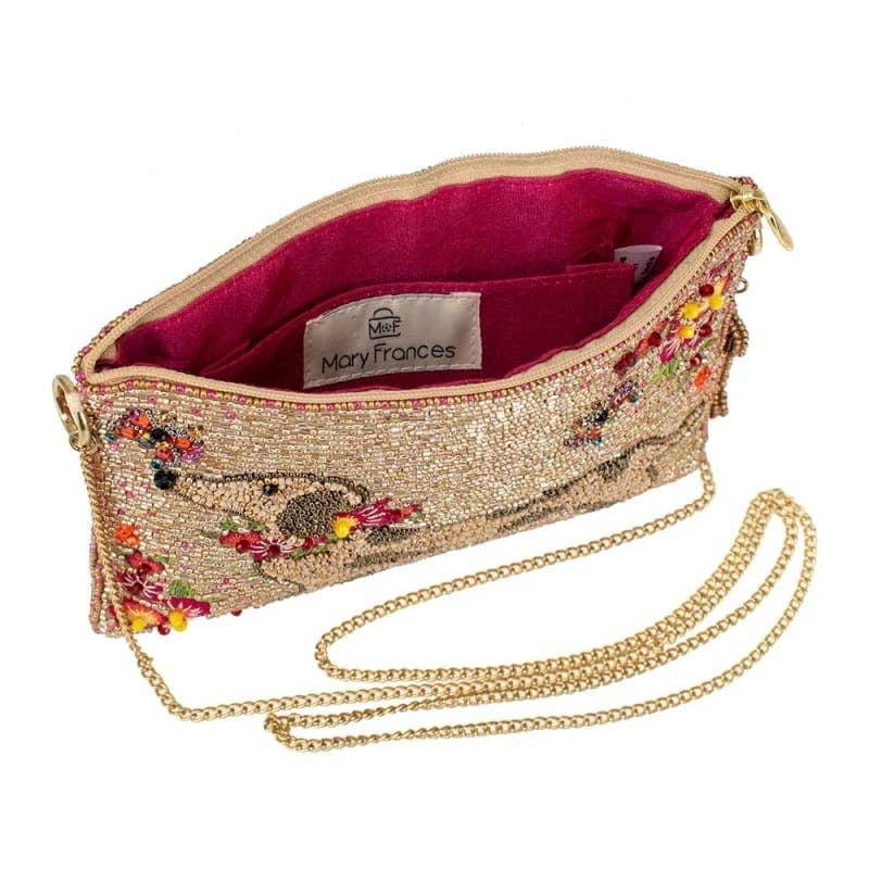 Doxie Beaded Dog and Floral Crossbody Mini Handbag