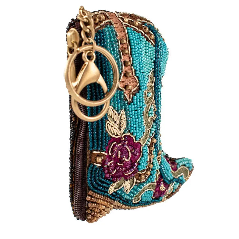 Kickin' Around Beaded Cowboy Boots Coin Purse Key Fob