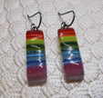 Rainbow Pride Stringer Niobium dichroic glass earrings #445
