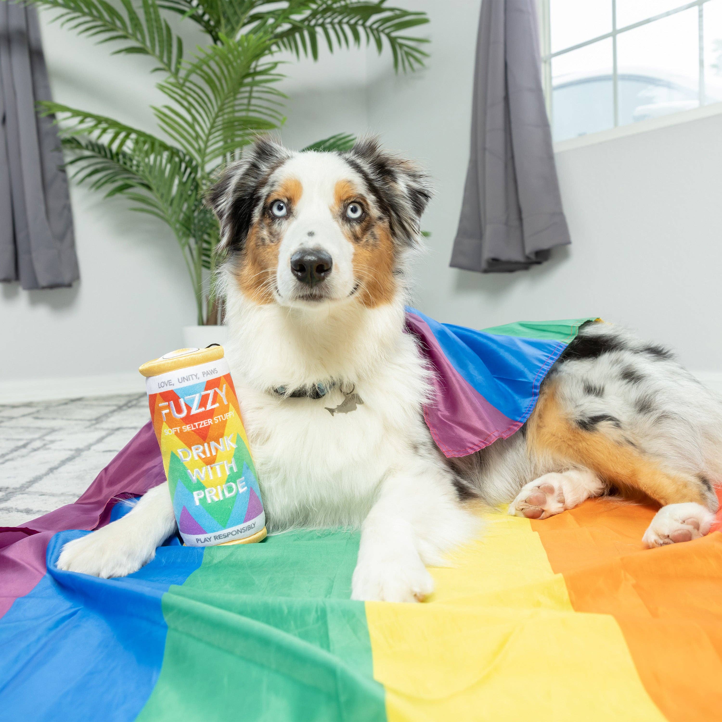 Fuzzy Soft Seltzer Dog Toy