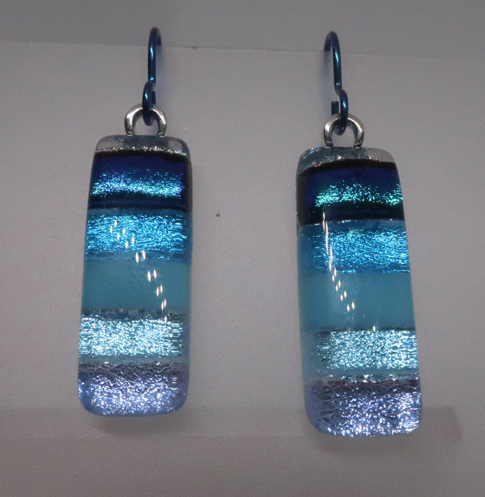 Niobium Teal Ombre dangle dichroic glass Earrings #408