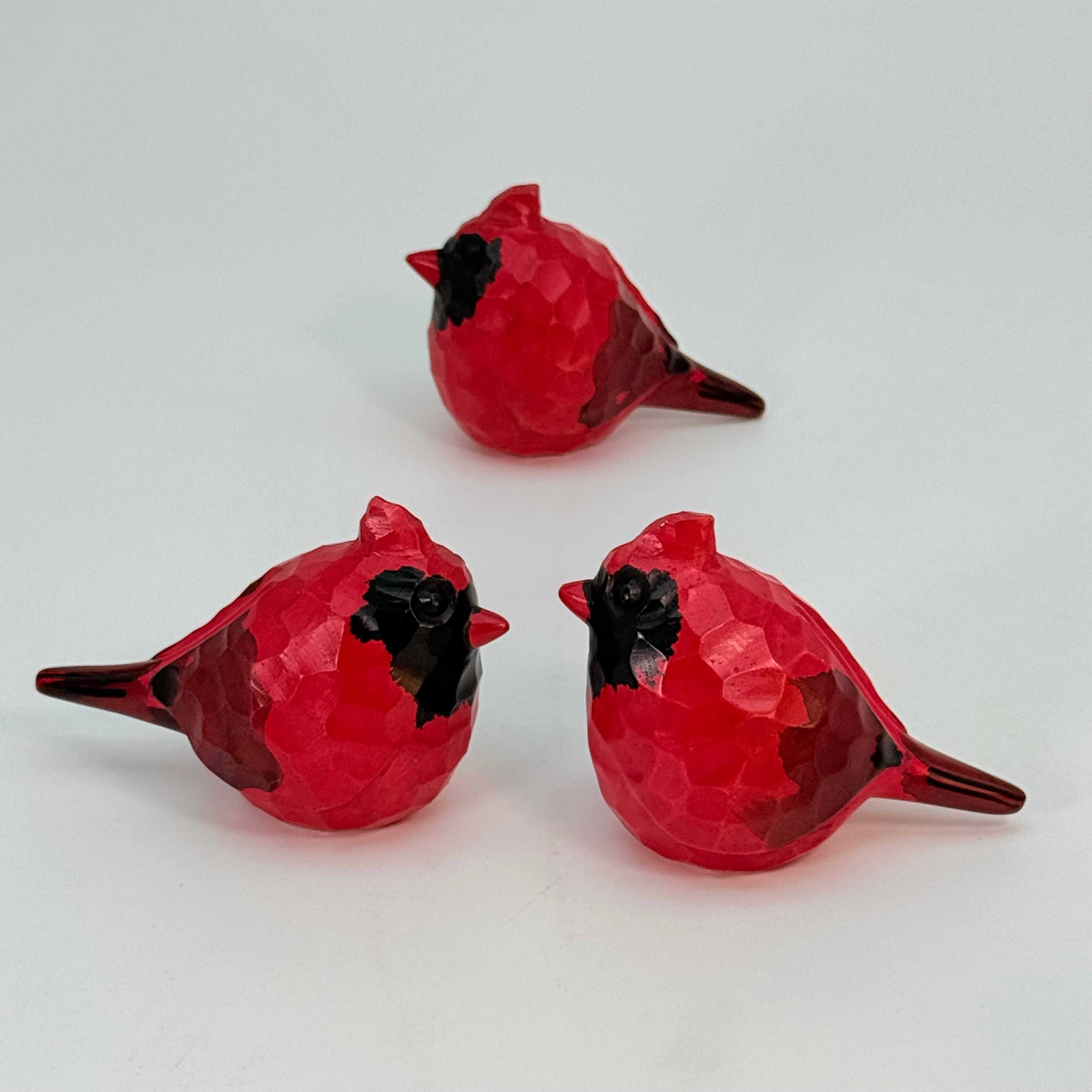 Soapstone Bird, Red Cardinal, Male, Rough carved, 5