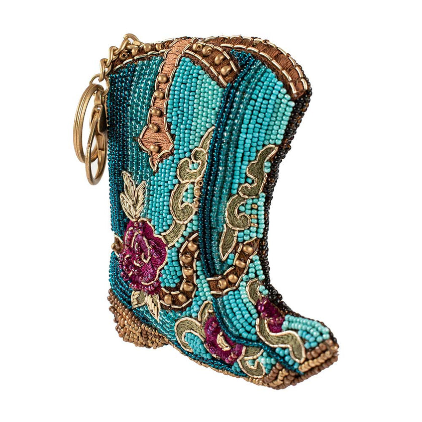 Kickin' Around Beaded Cowboy Boots Coin Purse/Key Fob