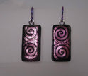 Niobium Purple spiral fused dichroic glass earrings  #448