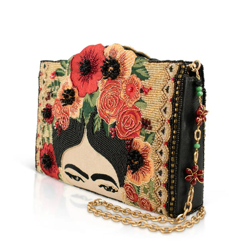 Frida Kahlo with Flower Headpiece Crossbody Handbag