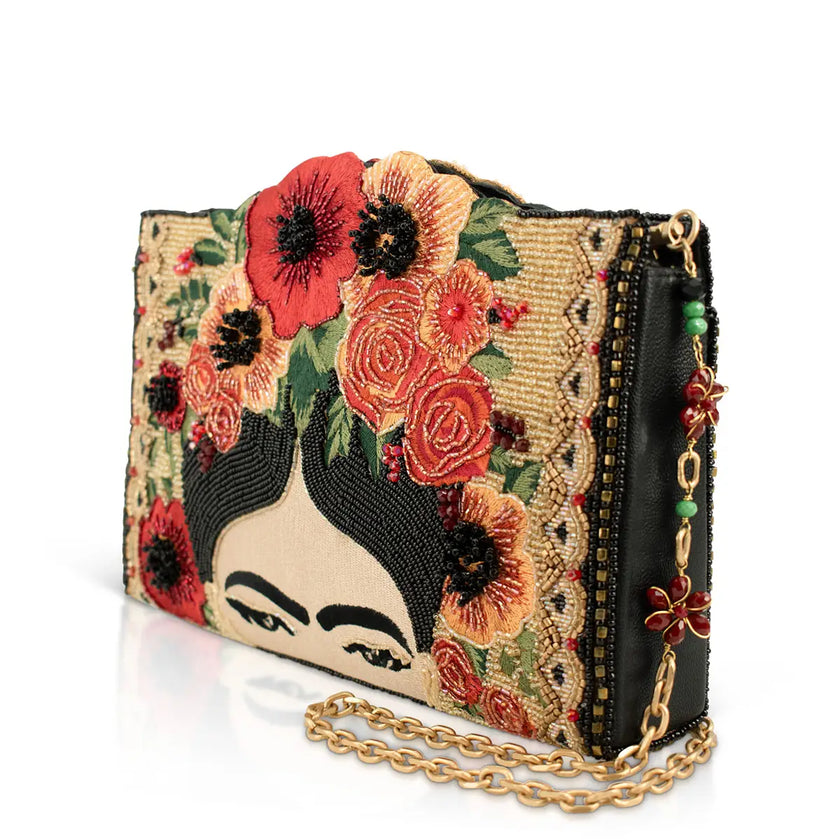 Frida Kahlo with Flower Headpiece Crossbody Handbag