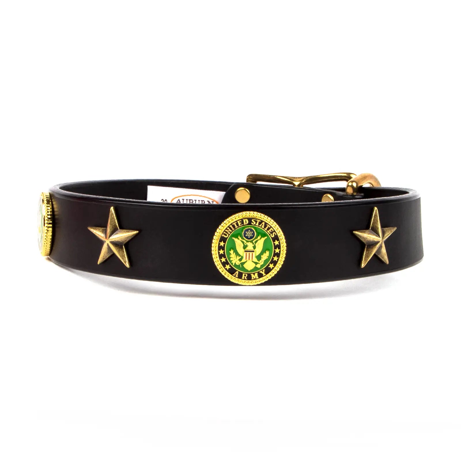 Service Emblem Leather Collars by Auburn Leathercrafters