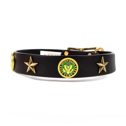 Service Emblem Leather Collars by Auburn Leathercrafters