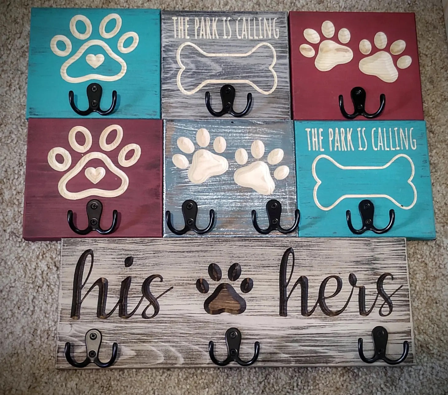 Knotty Pine Woodworks Leash Hooks and Signs