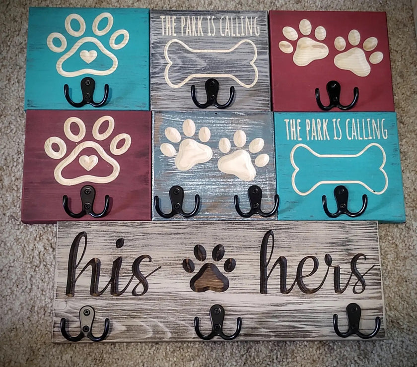 Knotty Pine Woodworks Leash Hooks and Signs