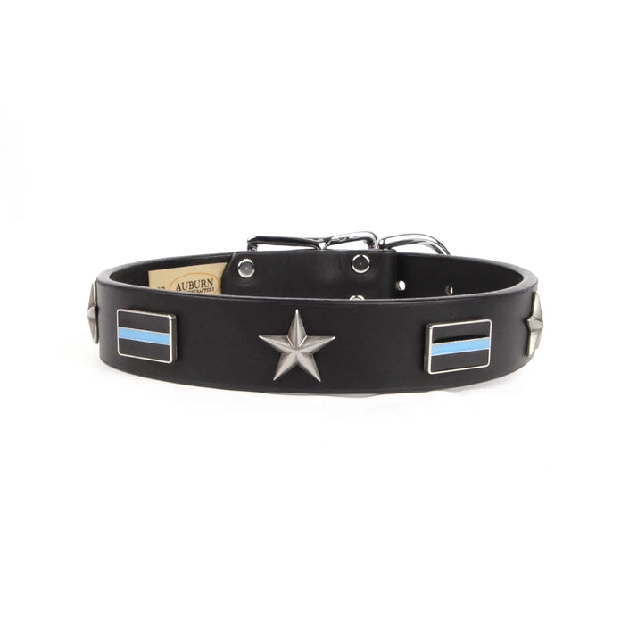 Service Emblem Leather Collars by Auburn Leathercrafters