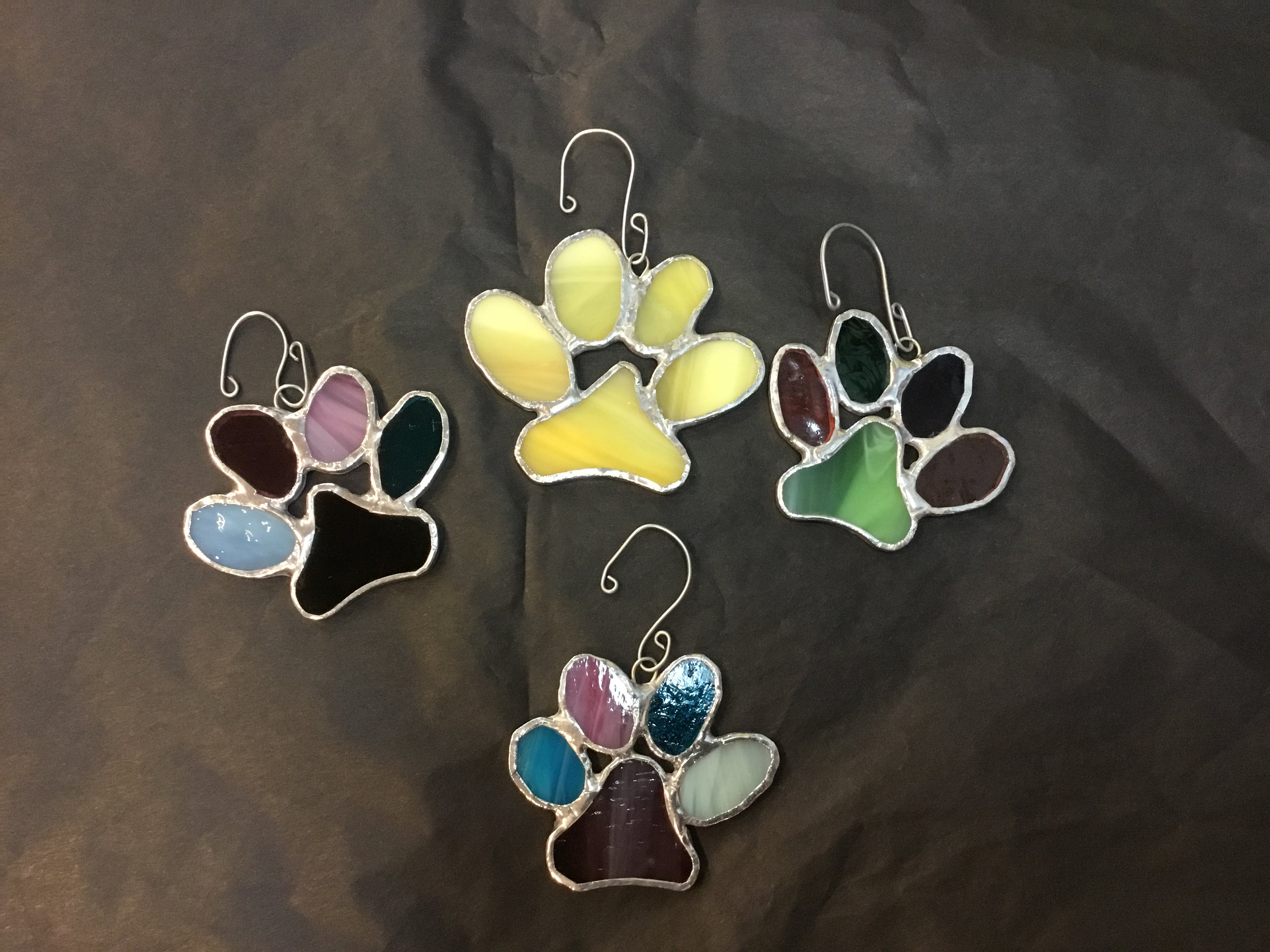 Stained Glass Paw Print Ornaments