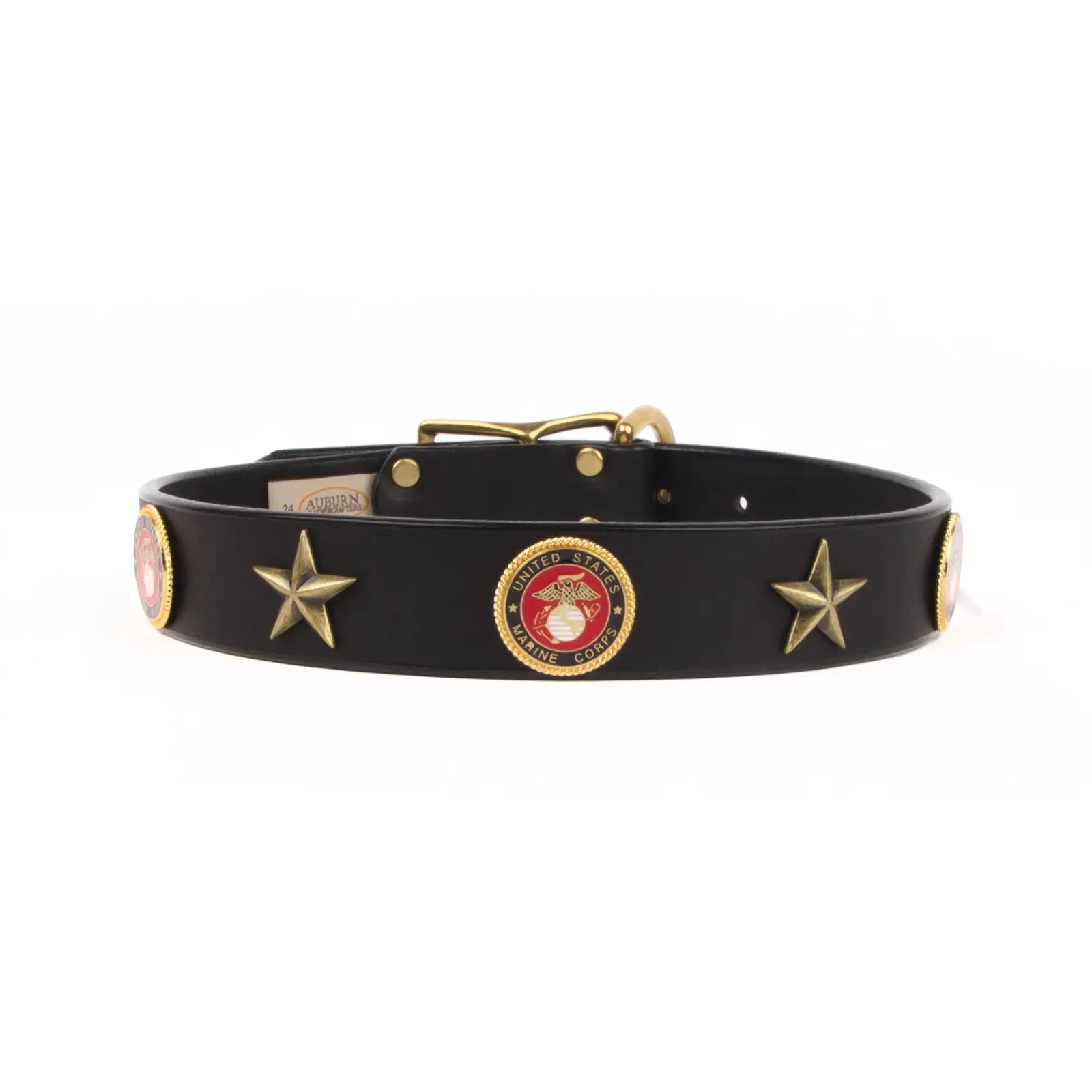 Service Emblem Leather Collars by Auburn Leathercrafters