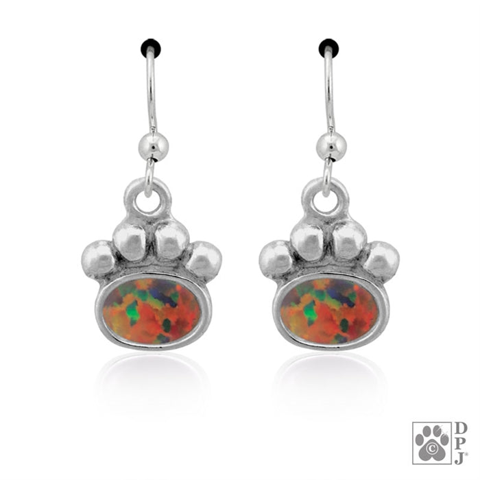 Dazzling Paws Jewelry Sterling Silver Semi-Precious Stone Paw Earrings